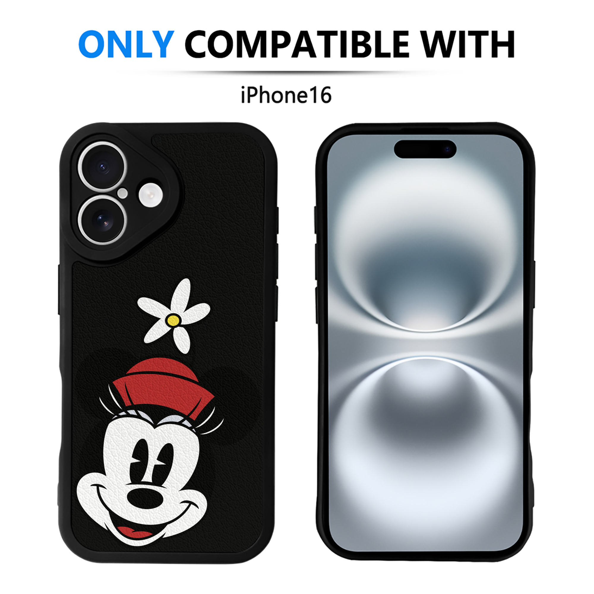 （画像用） ミッキーマウス Mickey Mouse 【iPhone 16シリーズ対応】シリコンスマホケース（レザー調） 材質：シリコン